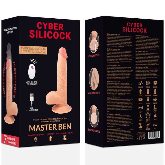 Cyber Silicock Master Ben Dildo Realistico Vibrante Con Control Remoto 23,9 Cm