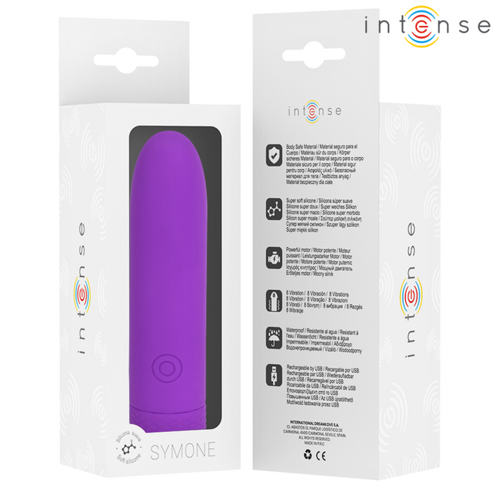 Intense Symone Usb Rechargeable Vibrating Bullet 8 Vibrations Purple 10 X 2.2 Cm