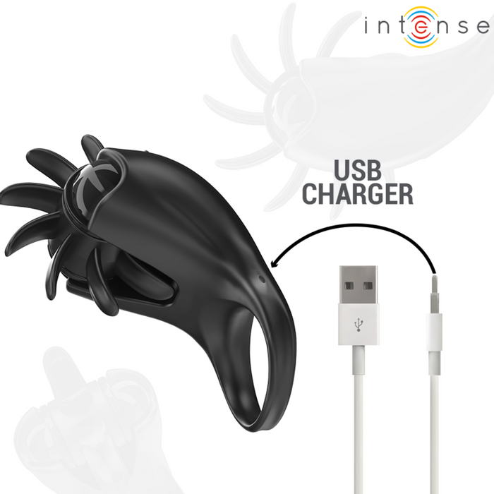 Intense Mabel Vibrating Ring 10 Vibrations With Clitoris Stimulator Black