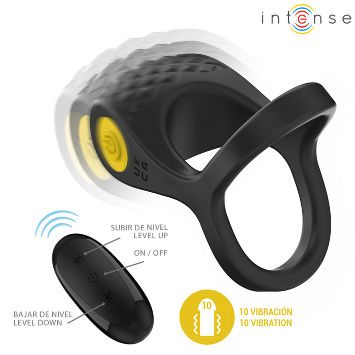 Intense Alex Vibrator Double Penis Ring 10 Vibrations Black
