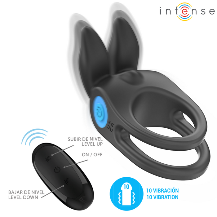 Intense Sam Vibrator Double Penis Ring 10 Vibrations Black