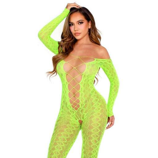 Leg Avenue Bodystocking Sin Entrepierna De Encaje De Serpiente Negro