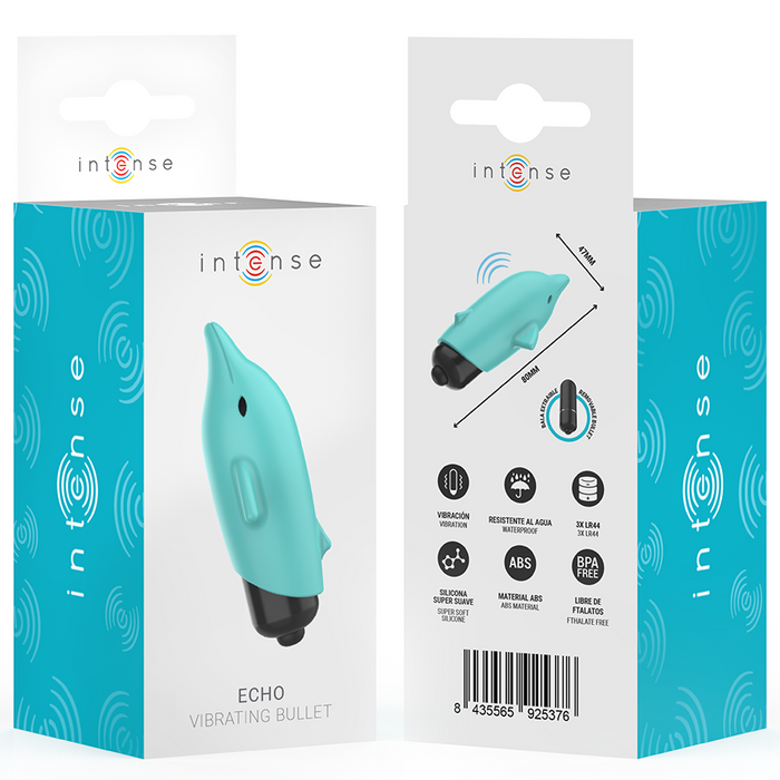 Intense Echo Vibrating Bullet Dolphin Blue 8 X 4.7 Cm