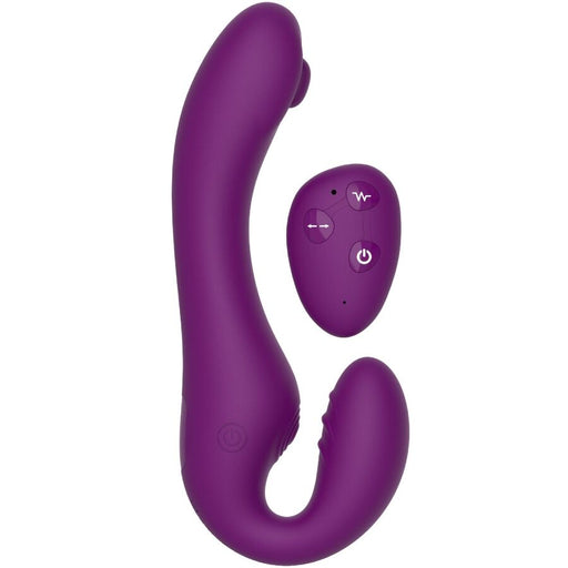 Xocoon Strapless Strap On Vibrador 2 En 1 Con Control Remoto Morado 19.5 Cm