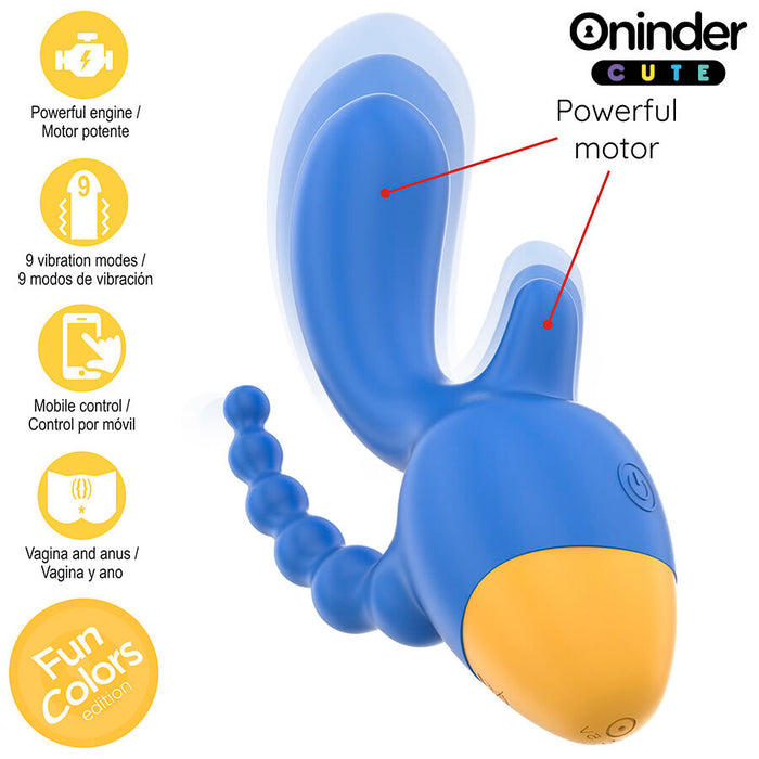 Oninder Cute Love 3 Some Triple Vibrador Con App 13 Cm