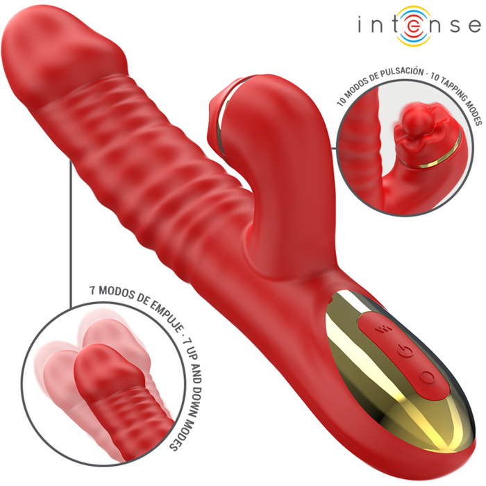 Intense Thalia Vibrador Con Vibración Y Empuje Rojo