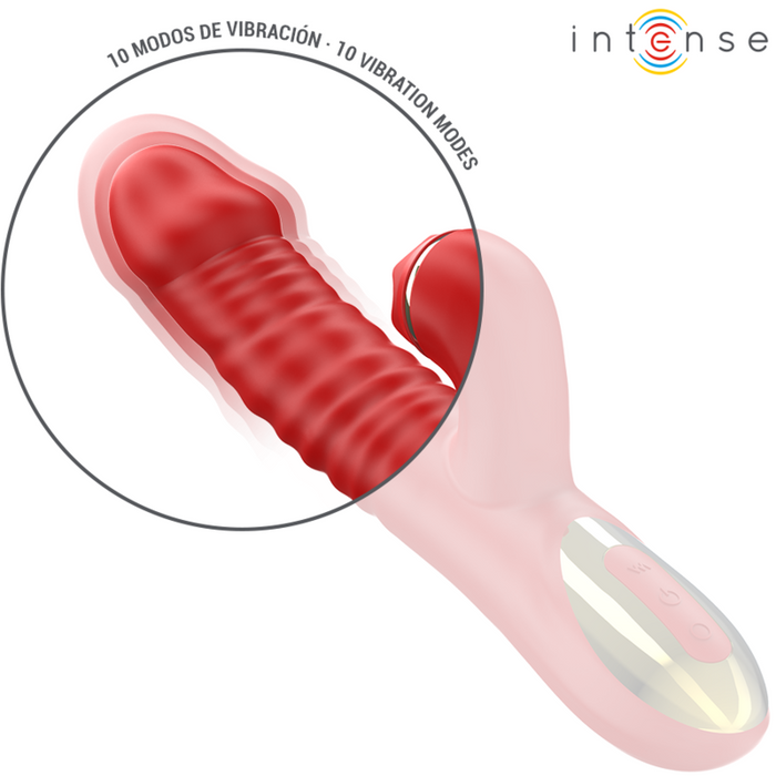 Intense Thalia Vibrador Con Vibración Y Empuje Rojo