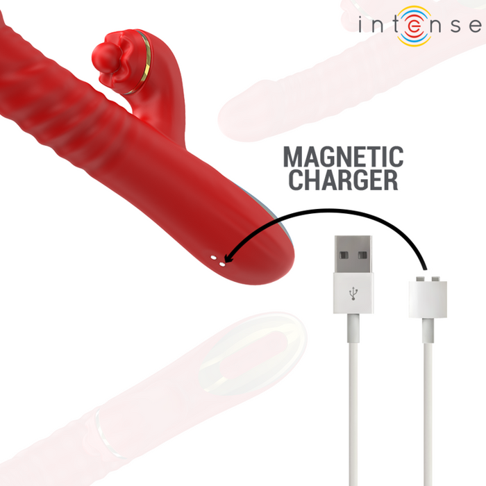 Intense Thalia Vibrador Con Vibración Y Empuje Rojo