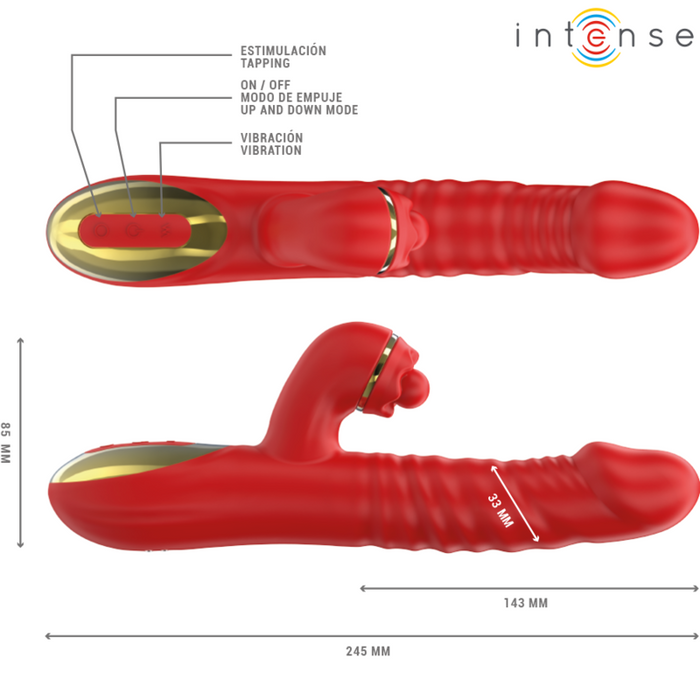 Intense Thalia Vibrador Con Vibración Y Empuje Rojo