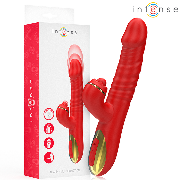 Intense Thalia Vibrador Con Vibración Y Empuje Rojo