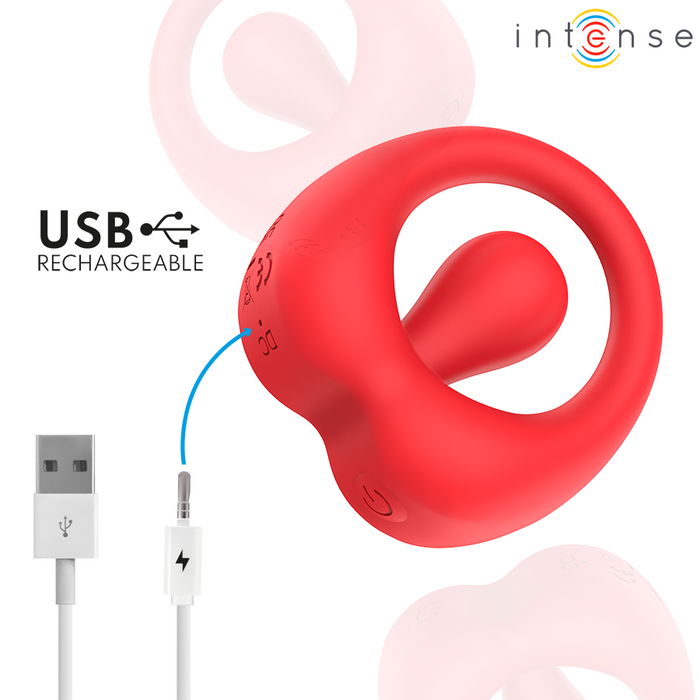 Intense Russell Vibrating Penis Ring With Clitoris Stimulation Red