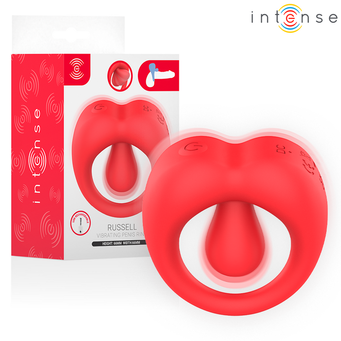 Intense Russell Vibrating Penis Ring With Clitoris Stimulation Red