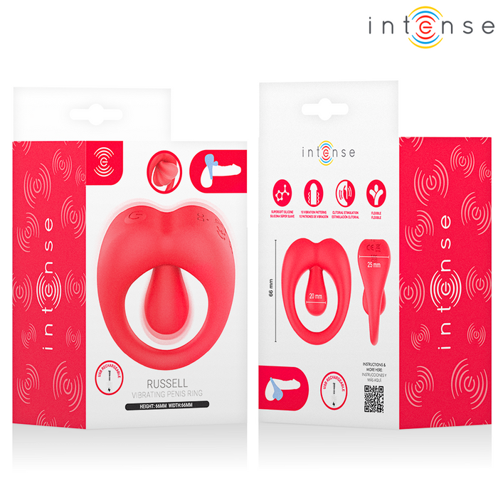 Intense Russell Vibrating Penis Ring With Clitoris Stimulation Red