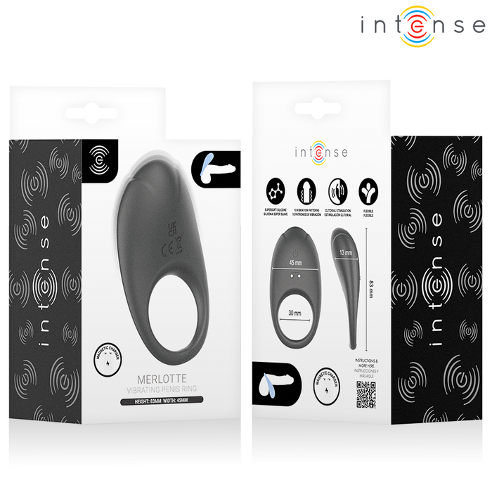 Intense Merlotte Vibrating Penis Ring With Clitoris Stimulation Black
