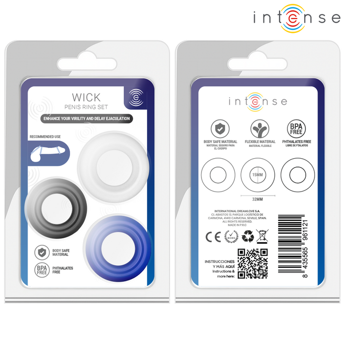 Intense Wick Set Of 3 Penis Rings Various Colors