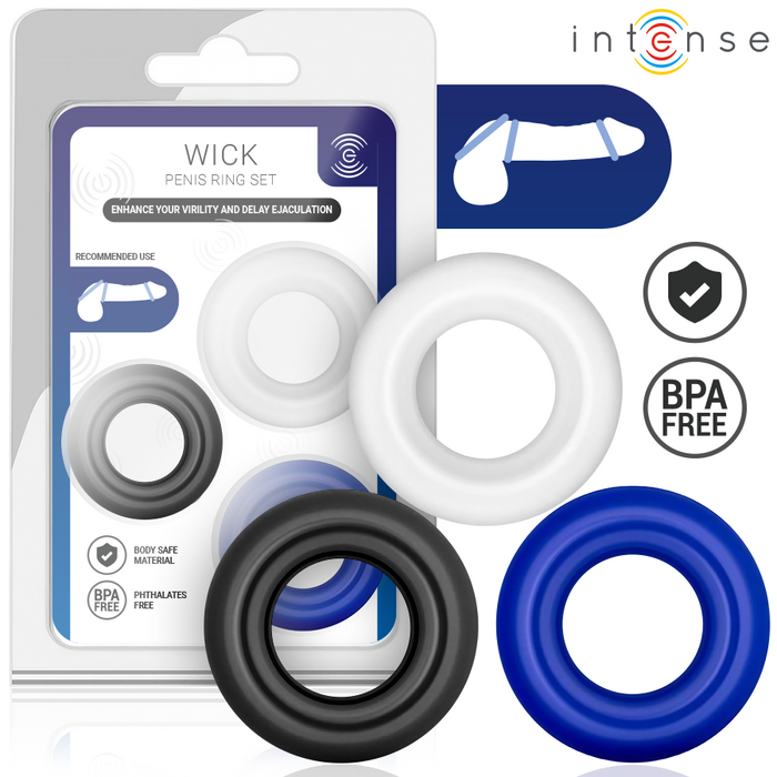 Intense Wick Set Of 3 Penis Rings Various Colors