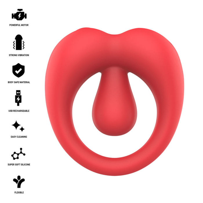 Intense Russell Vibrating Penis Ring With Clitoris Stimulation Red