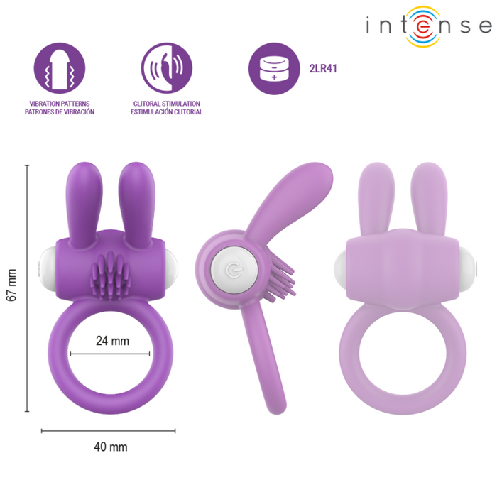 Intense Hopps Vibrating Penis Ring With Clitoral Stimulation Purple