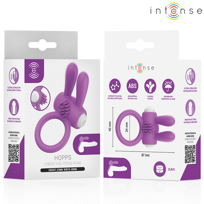 Intense Hopps Vibrating Penis Ring With Clitoral Stimulation Purple