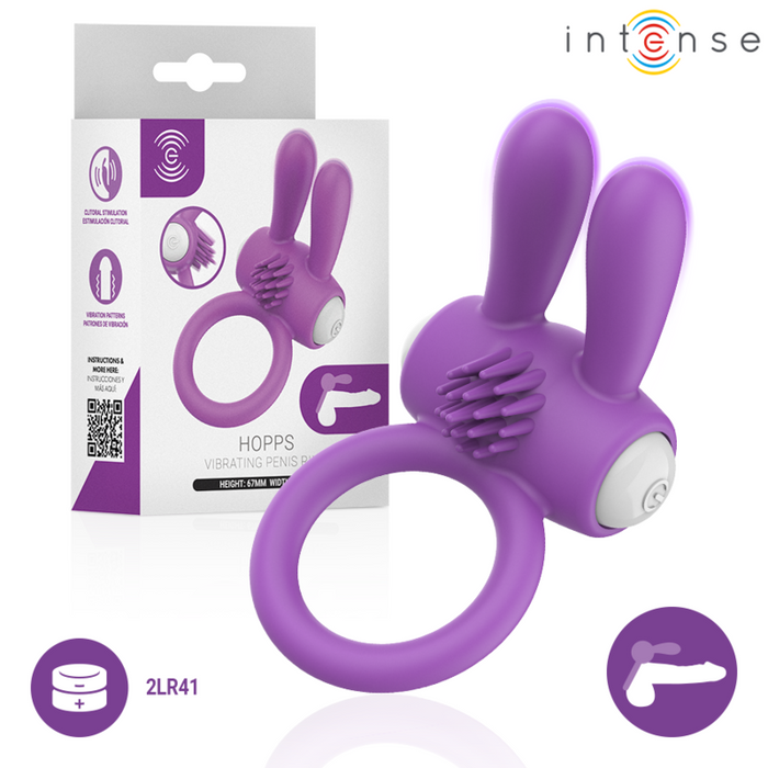 Intense Hopps Vibrating Penis Ring With Clitoral Stimulation Purple