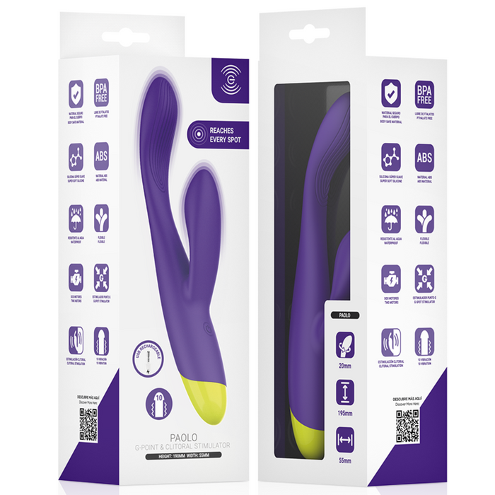 Paolo Vibrador Rabbit Recargable Punto G y Clítoris 19 cm