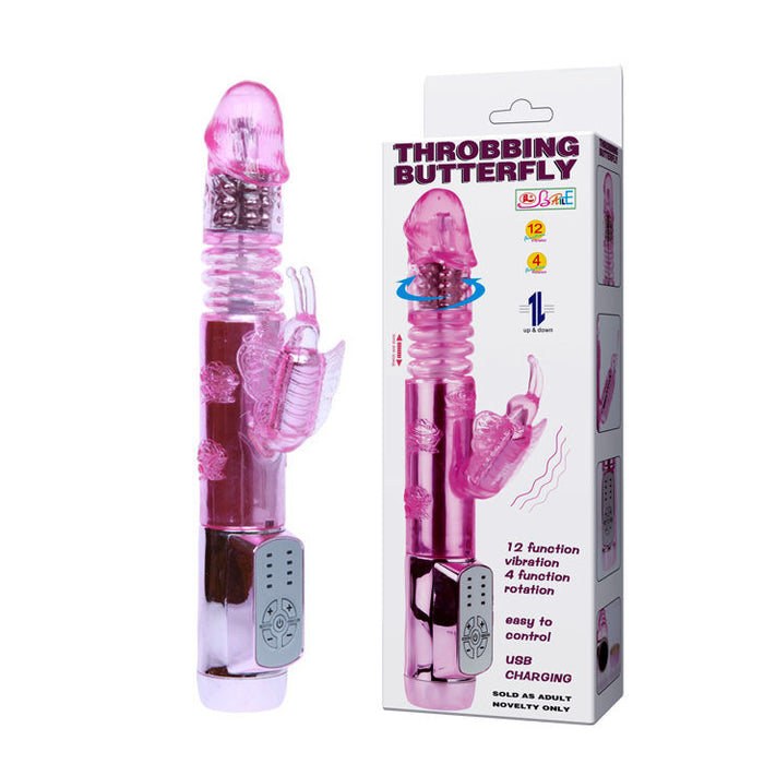 Baile Throbbing Mariposa Vibrador Conejito 24, 5 Cm
