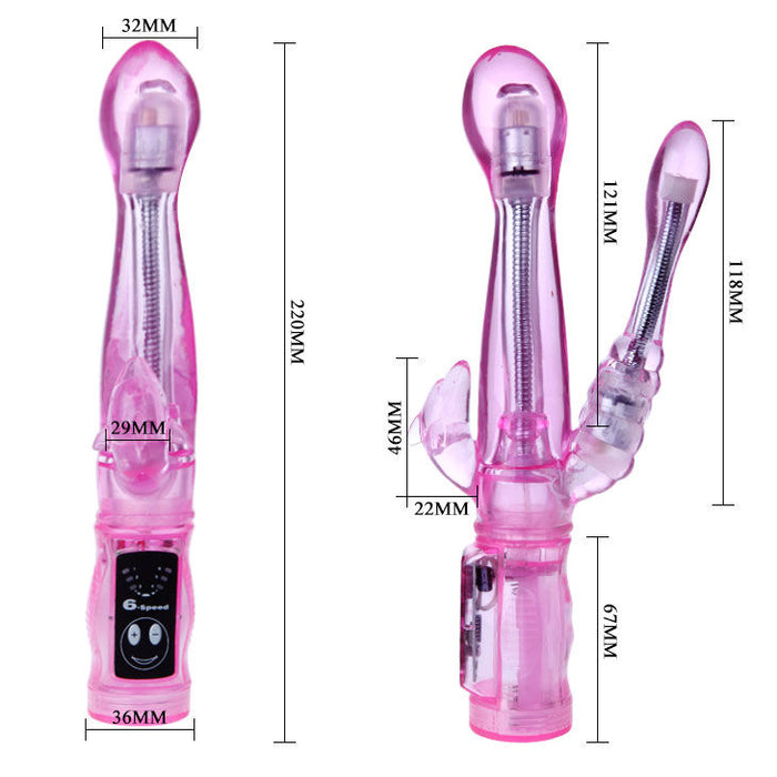 Baile Vibrador Flexible Con Estimulador Anal 22 Cm