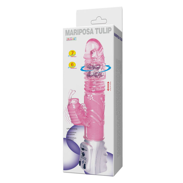 Baile Mariposa Tulip Vibrador Vibrador De Empuje Conejito 29,5 Cm
