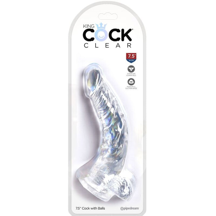 King Cock Clear Dildo Realistico Curvado Con Testiculos 16.5 Cm