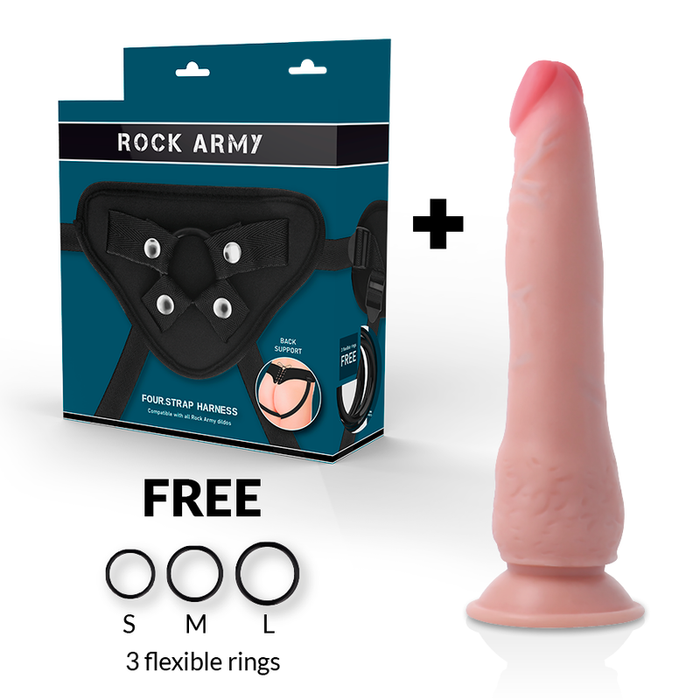 Rock Army Arnés + Dildo Realistico Doble Densidad 21,5 Cm