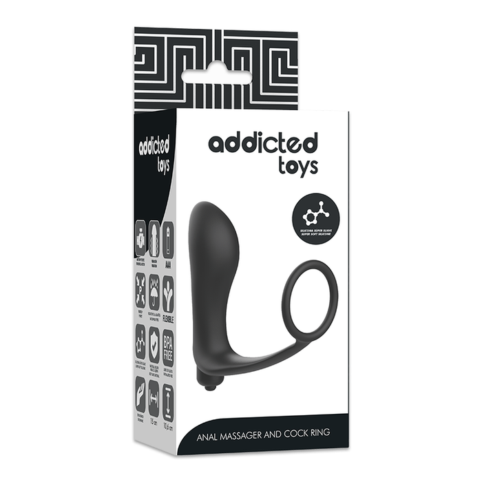 Addicted Toys Plug Anal Vibrante Con Anillo De Pene 15 cm